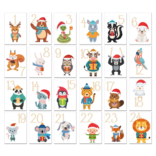 Adventskalender Karten "Weihnachtstiere"