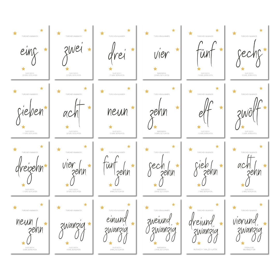Adventskalender Karten "Goldene Sterne"
