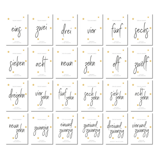 Adventskalender Karten "Goldene Sterne"