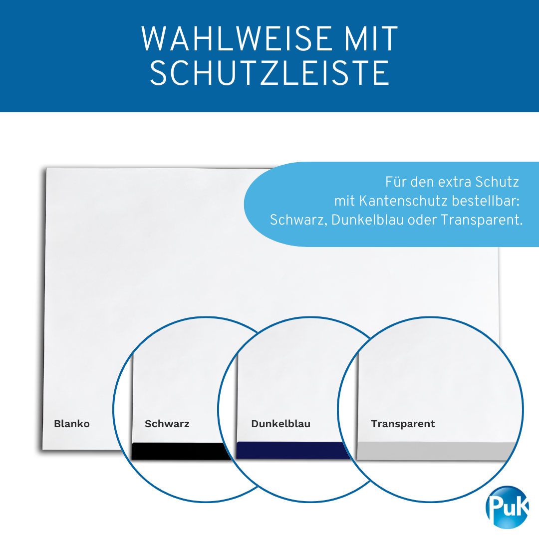Schreibtischunterlage Blanko | wahlweise mit Schutzleiste