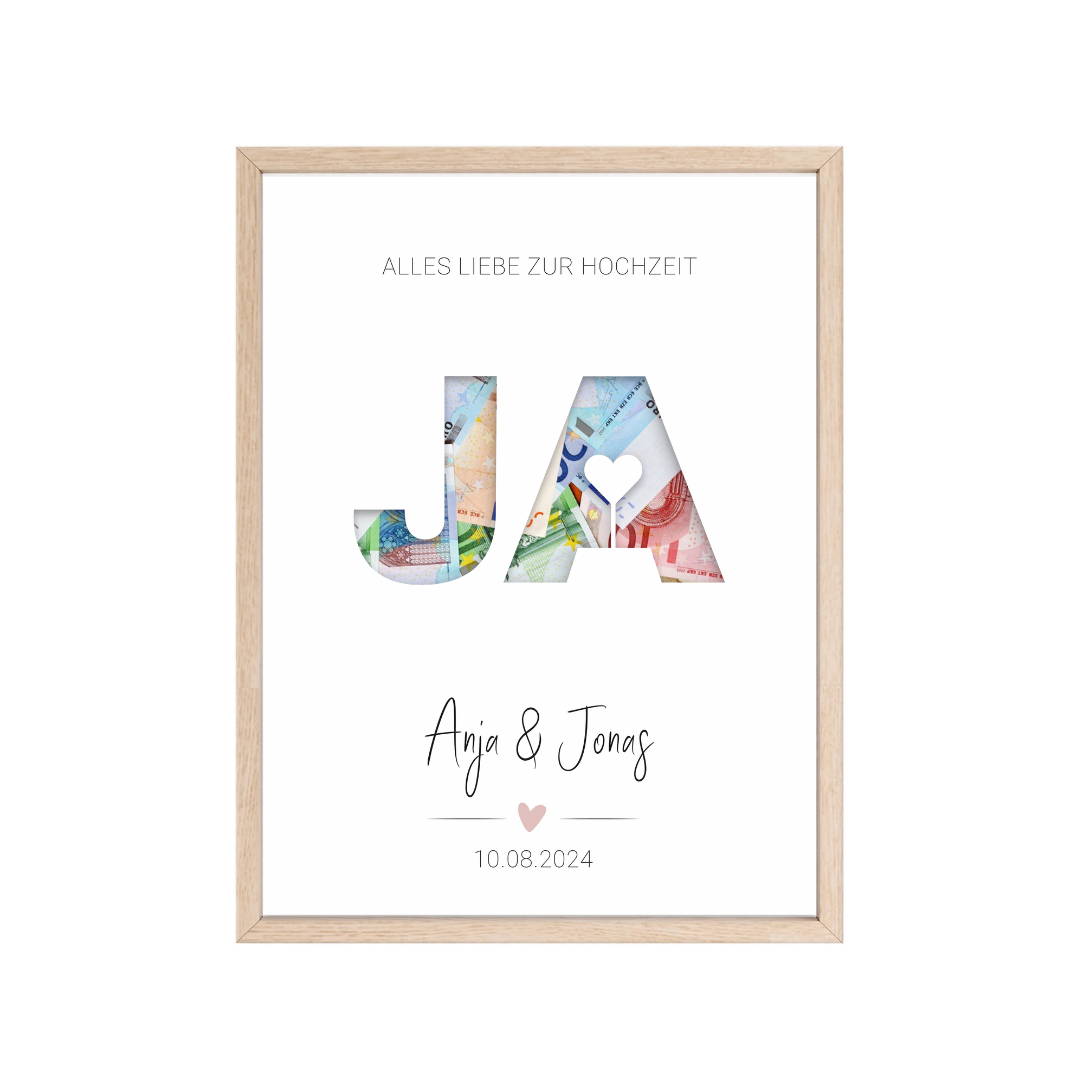 Poster "JA" | Geldgeschenk zur Hochzeit
