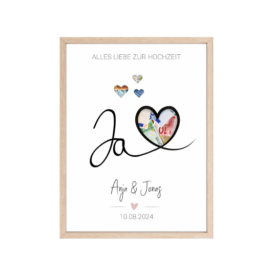Poster "Ja mit Herz" | Geldgeschenk zur Hochzeit