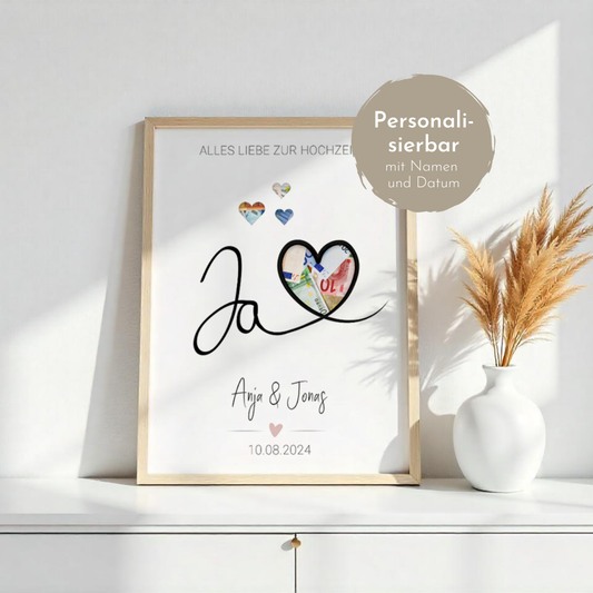 Poster "Ja mit Herz" | Geldgeschenk zur Hochzeit