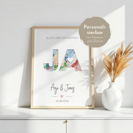 Poster "JA" | Geldgeschenk zur Hochzeit