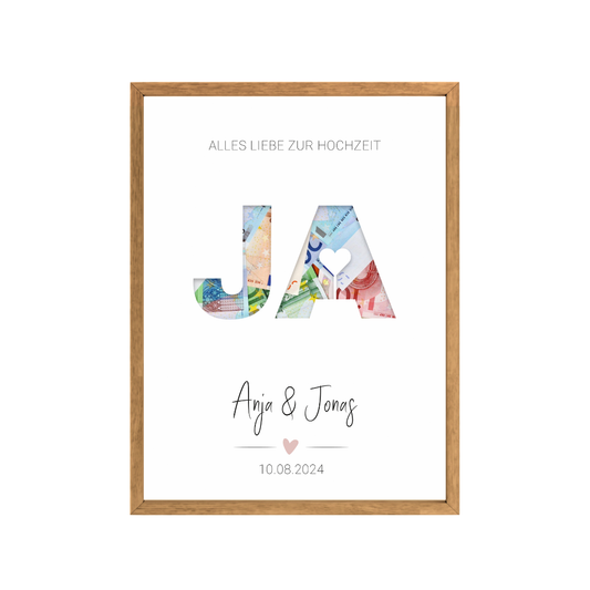 Poster "JA" | Geldgeschenk zur Hochzeit