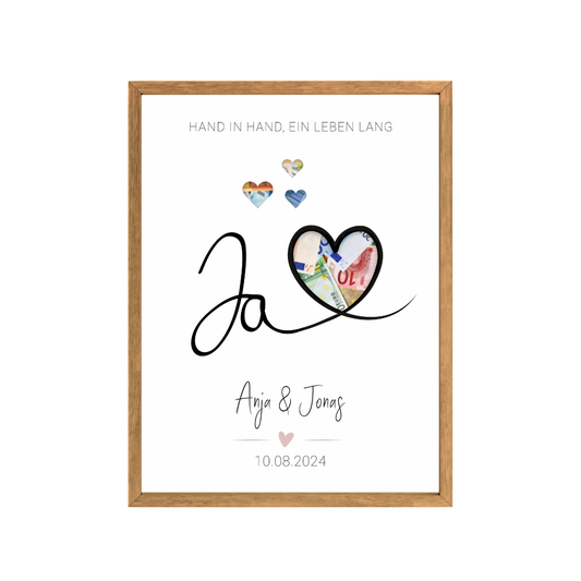 Poster "Ja mit Herz" | Geldgeschenk zur Hochzeit