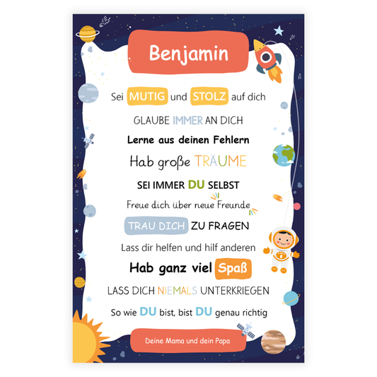 Affirmationsposter "Weltall"