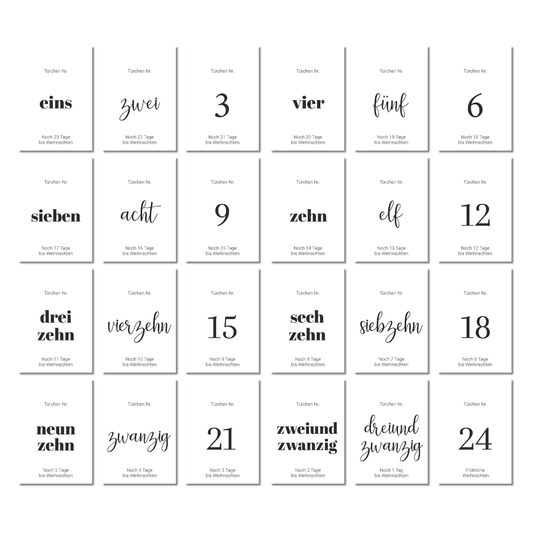 Adventskalender Karten "Typo"