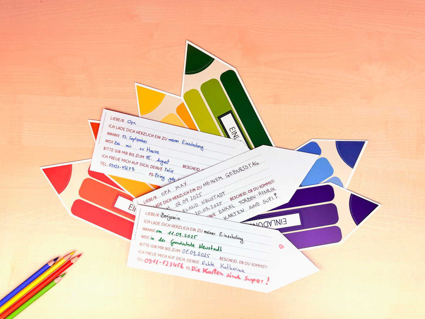 Einladungskarten "Buntstifte"