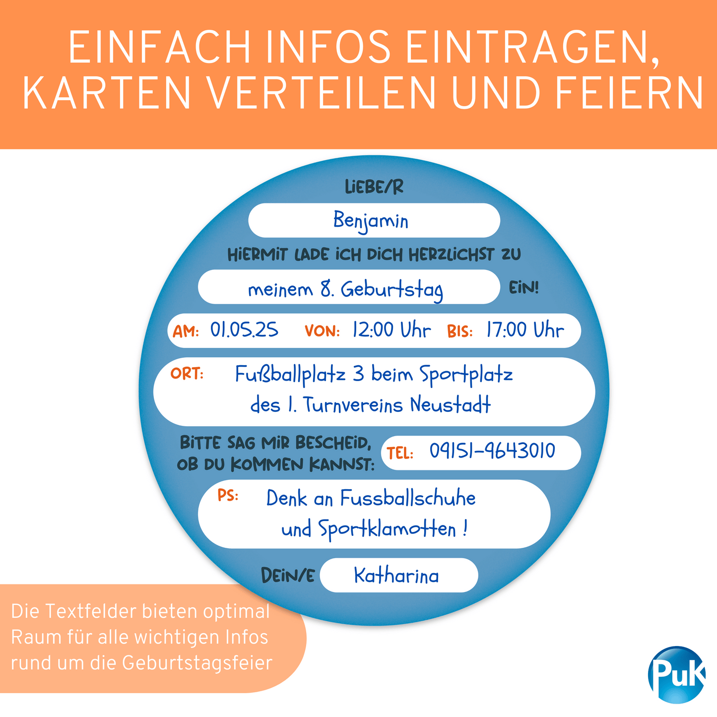 Einladungskarten "Leuchtfußball"