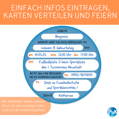Einladungskarten "Leuchtfußball"