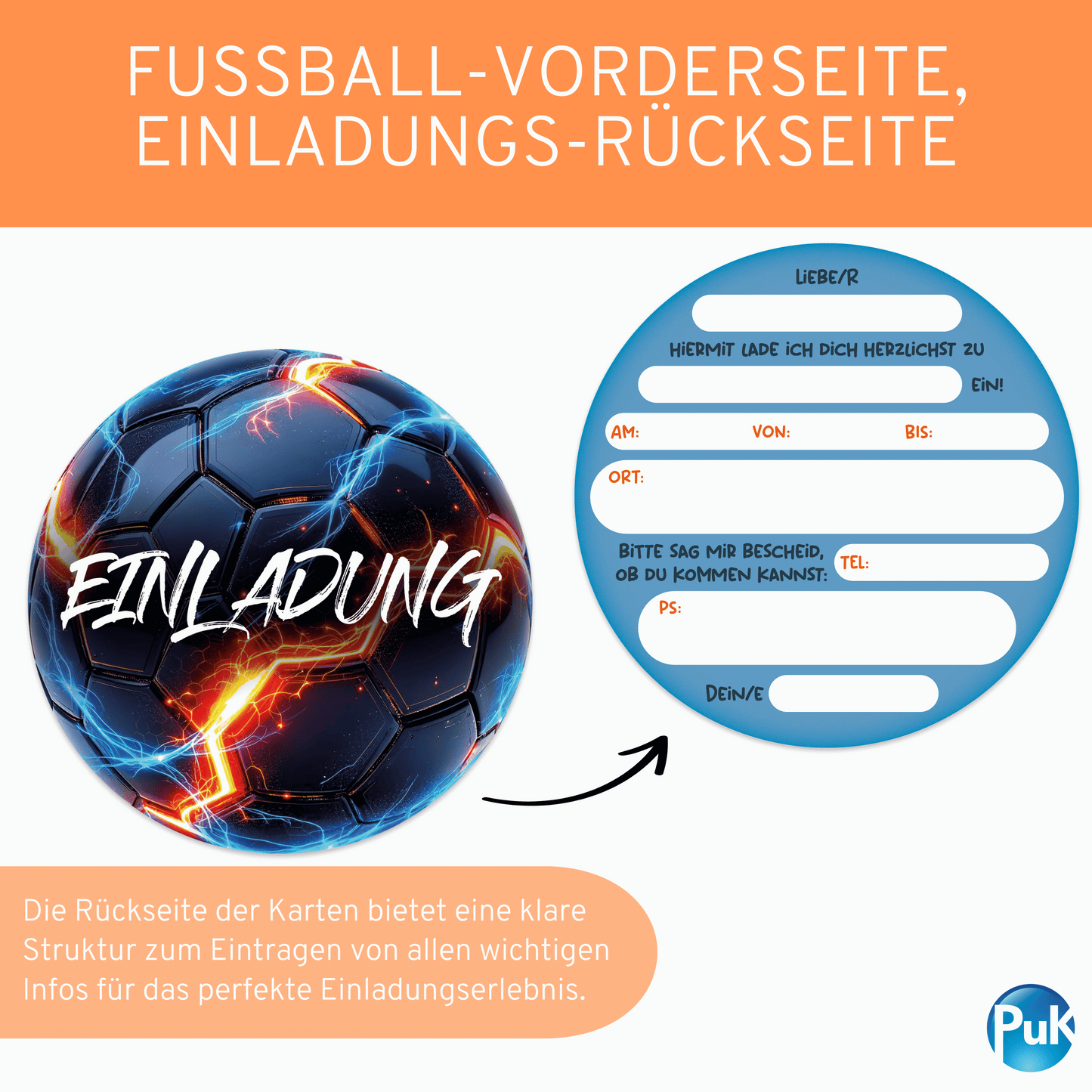 Einladungskarten "Leuchtfußball"